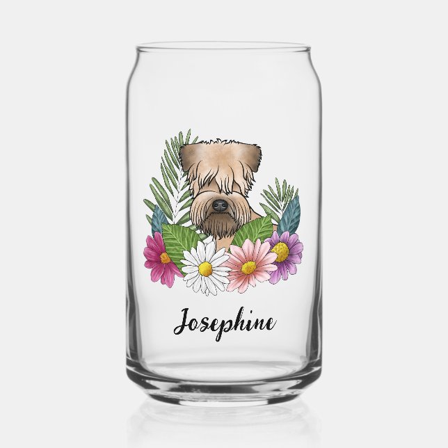 Terrier Wheaten à poil doux avec fleurs et nom (Recto)