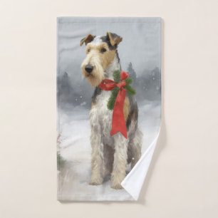 Terrier Wirefox dans la neige Noël