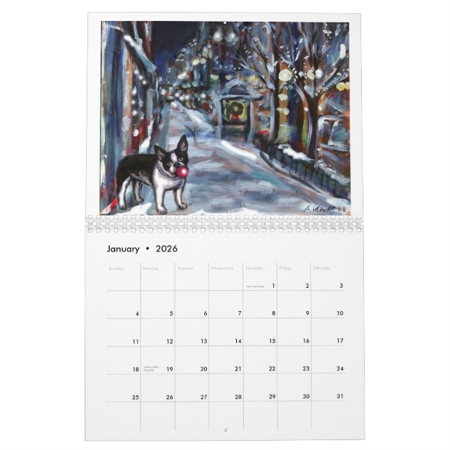 Terriers de Boston par le calendrier d'Angie 2011 (Jan 2026)
