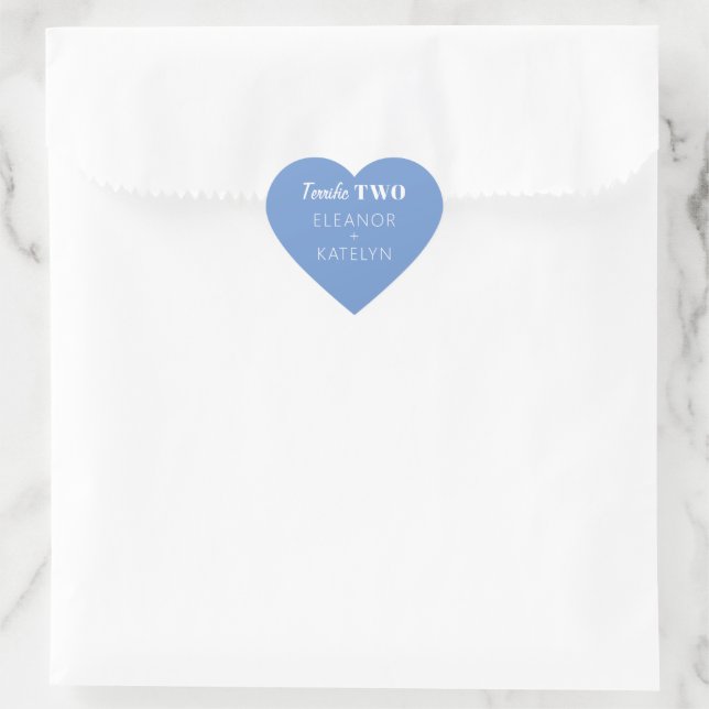 Terrific 2 Twins Birth Announcement Sticker Blau (Tasche)