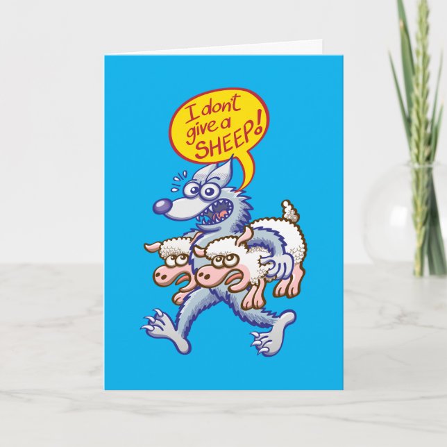 Terrific blue wolf Sprichwort "Ich gebe kein Schaf Karte (Vorderseite)