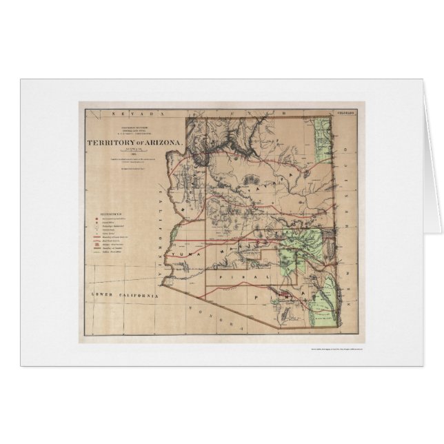 Territoire de la carte 1876 de l'Arizona (Devant horizontal)