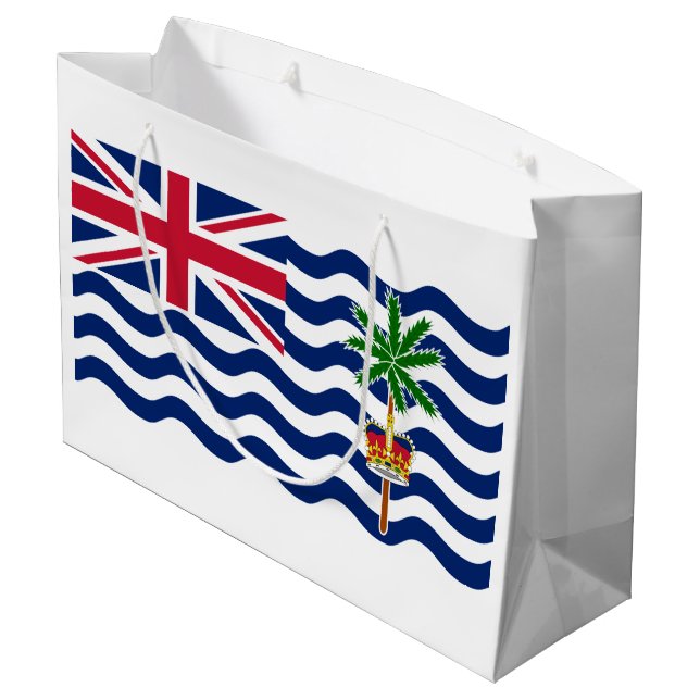 Territorialflagge des Britischen Indischen Ozeans Große Geschenktüte (Rückseite Schrägansicht)