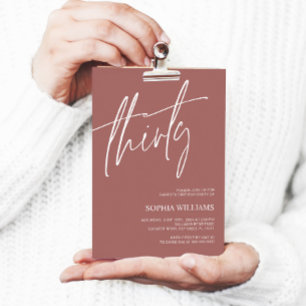 Terrscotta Minimalist 30th Birthday Invitation