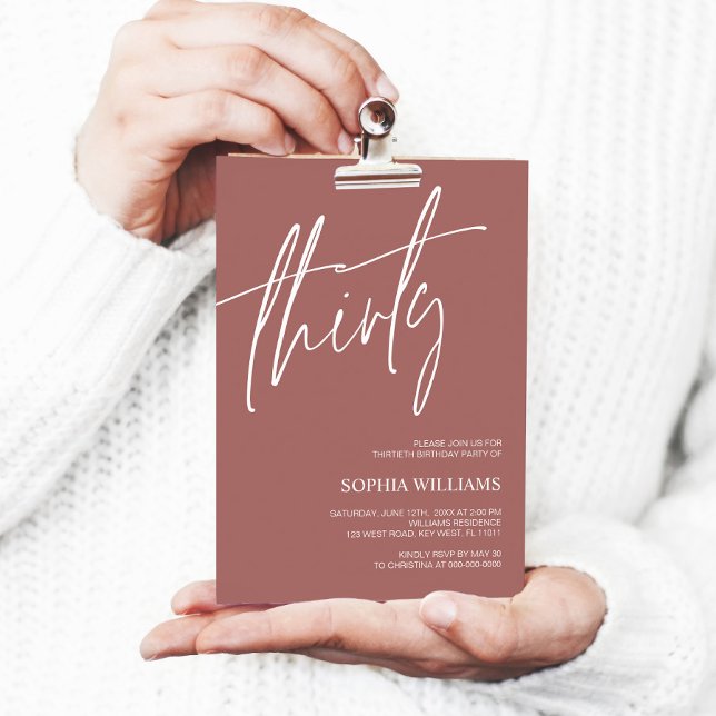 Terrscotta Minimalist 30th Birthday Invitation (Créateur téléchargé)