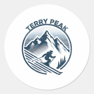 Terry Peak South Dakota Skigebiet Wintersport Skif Runder Aufkleber