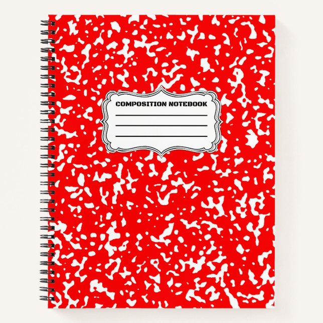Tesimart | Rotes Design Spiralkomposition Notebook Notizbuch (Vorderseite)