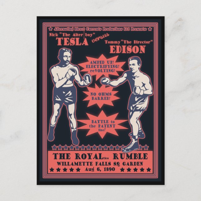 Tesla / Edison Postkarte (Vorderseite)