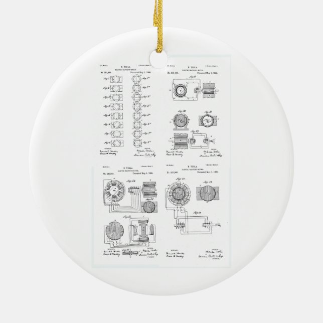 Tesla Elecro-Magnet Bewegungspatent US381968 p 1-4 Keramikornament (Hinten)