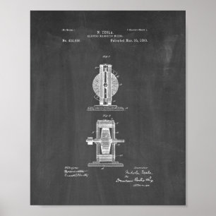 Tesla Electro-magnetisches Bewegungspatent - Tafel Poster
