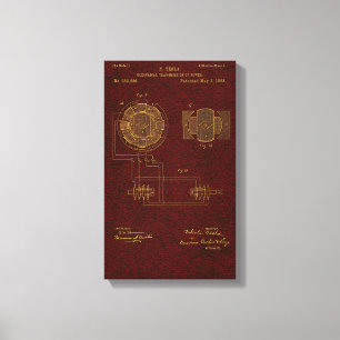 Tesla Patent 00382280 Sht 4 dehnte Leinwand-Druck Leinwanddruck