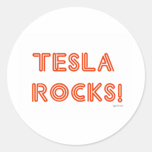 Tesla Rocks! Runder Aufkleber