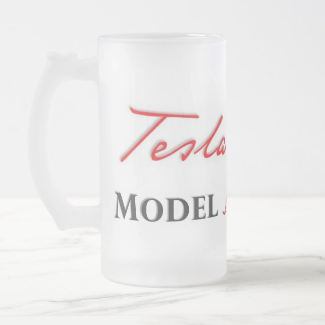 Tesla S modèle préétabli sur une tasse givrée (Gauche)