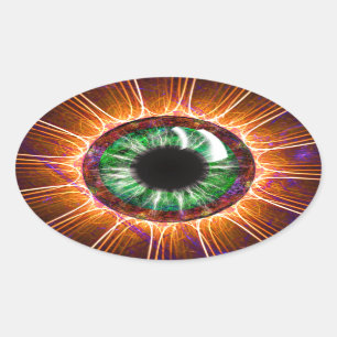 Teslas andere Augen-Fraktal-Kunst Ovaler Aufkleber
