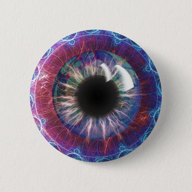 Teslas Augen-Fraktal Design Button (Vorderseite)