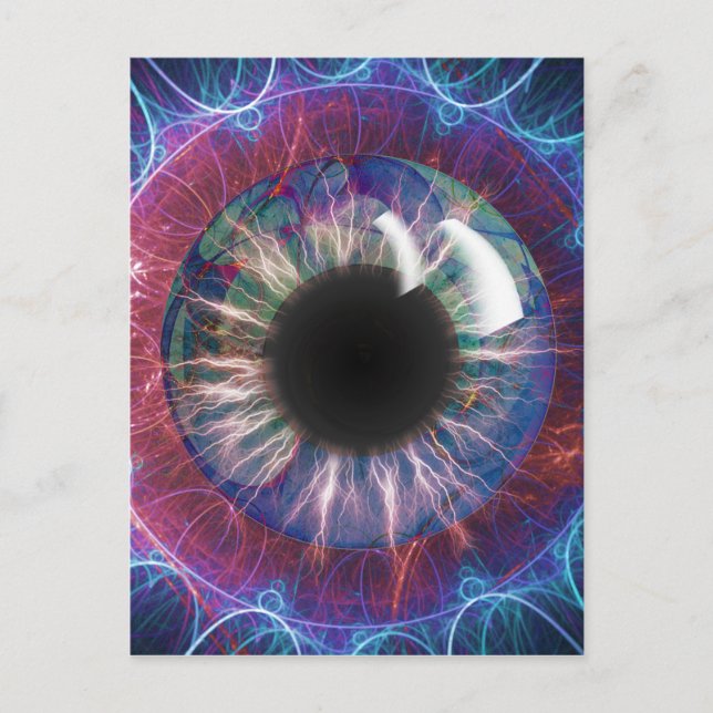 Tesla's Eye-Fraktal Design Postkarte (Vorderseite)