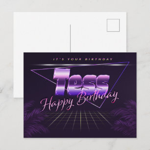 Tess Name Vorname lila Postkarte Geburtstag