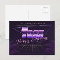 Tess prénom nom carte postale violette anniversair