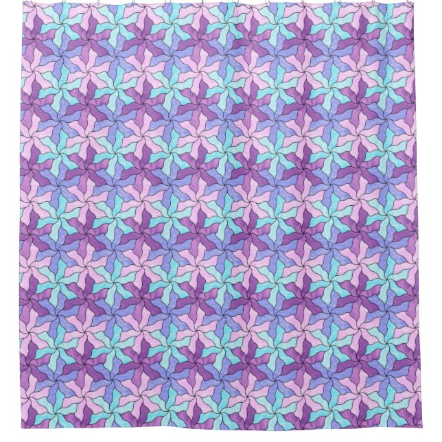 Tessellierte Blume aus Hartglas Duschvorhang (Vorderseite)