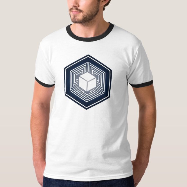 Tesseract, 4D Hypercube, Hyperwürfel, Crop Circle T-Shirt (Vorderseite)