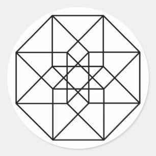 Tesseract (schwarze Kontur) Runder Aufkleber