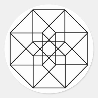 Tesseract (schwarze Kontur) Runder Aufkleber
