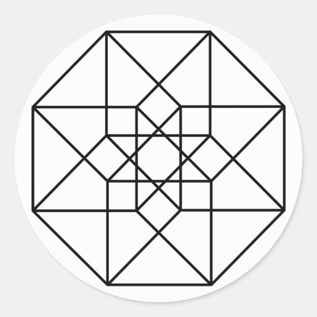 Tesseract (schwarze Kontur) Runder Aufkleber (Vorderseite)