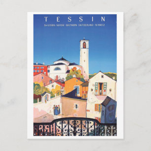 Tessin, Schweiz, Blick auf eine Stadt, Vintage-Rei Postkarte
