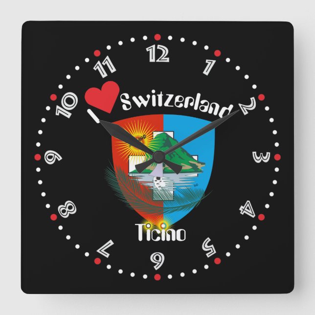 Tessin Schweiz Suisse Svizzera Quadratische Wanduhr (Vorderseite)