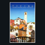 Tessin, Schweiz Vintage Reiseplaner Poster<br><div class="desc">Dieses hochwertige Reiseplakat ( Reproduktionskopie ),  das den Tourismus im Tessin fördert,  zeigt ein scharfes,  lebendiges Bild mit hoher Farbgenauigkeit. Bitte passen Sie die Postergröße,  Textur,  Rahmen und/oder Rahmen an,  um Ihren Geschmack zu Anzug zu bringen.</div>