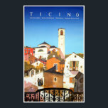 Tessin, Schweiz Vintage Reiseplaner Poster<br><div class="desc">Dieses hochwertige Reiseplakat ( Reproduktionskopie ),  das den Tourismus im Tessin fördert,  zeigt ein scharfes,  lebendiges Bild mit hoher Farbgenauigkeit. Bitte passen Sie die Postergröße,  Textur,  Rahmen und/oder Rahmen an,  um Ihren Geschmack zu Anzug zu bringen.</div>