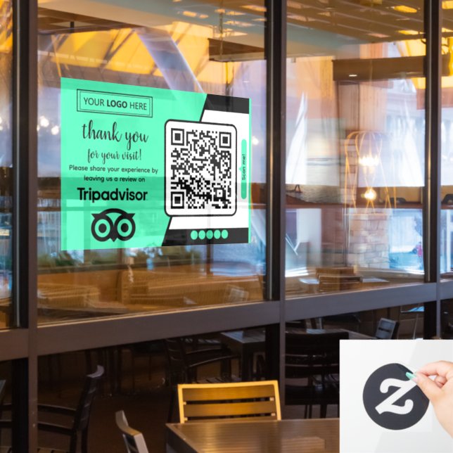 Test-Anfrage für Trustpilot mit Scannable QR-Code Fensteraufkleber (Restaurantfenster)