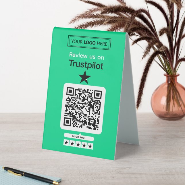 Test-Anfrage für Trustpilot mit Scannable QR-Code Tischaufsteller (In Situ (Tisch))