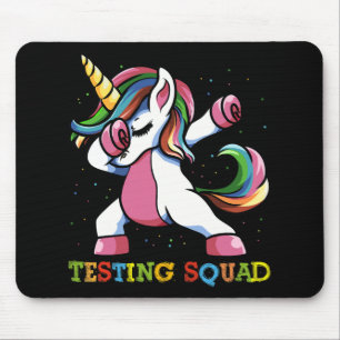 Test Day Dabbing Unicorn Testing Squad Girls . Mousepad