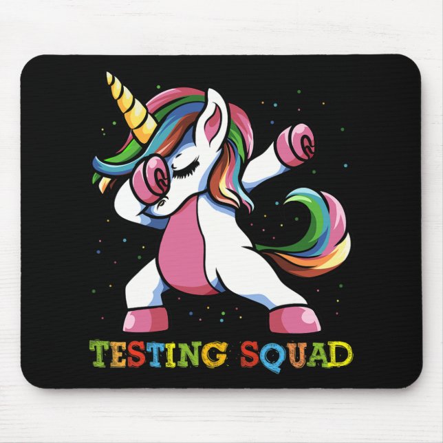 Test Day Dabbing Unicorn Testing Squad Girls . Mousepad (Vorne)