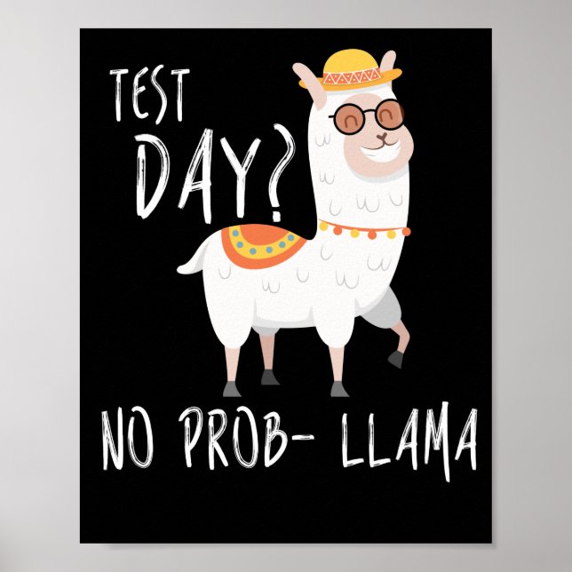 Test Day No Prob Llama Teacher Teaching Exam Poster (Vorne)
