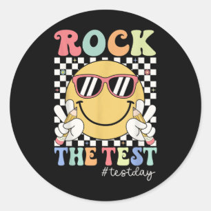 Test Day Rock the Test Motivierend Teacher Testie Runder Aufkleber