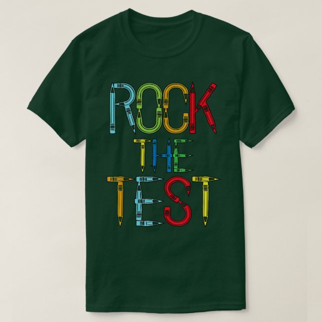 Test Day Rock The Test Teacher Testing Day Funny T T-Shirt (Design vorne)