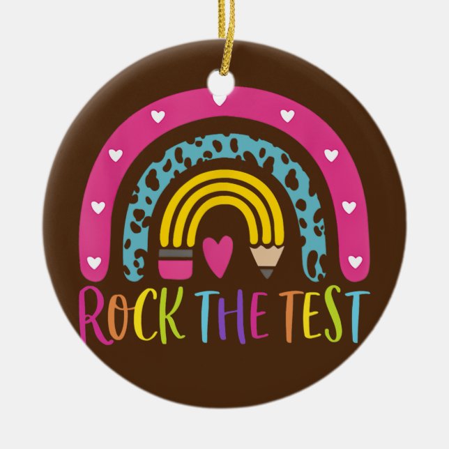 Test Day Rock The Test Teacher Testing Day Keramik Ornament (Vorne)