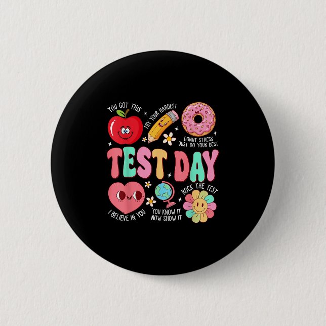 Test Day Rock The Test Testing Day Motivational Te Button (Vorderseite)