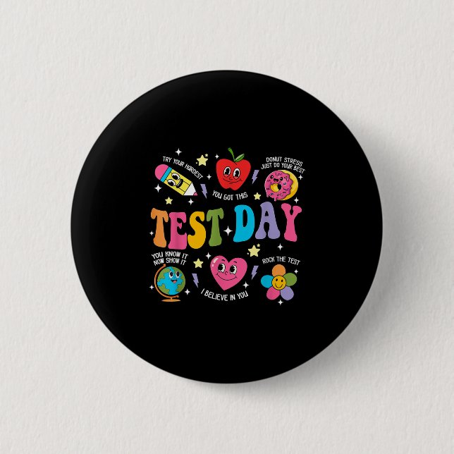 Test Day Rock The Test Testing Day Motivational Te Button (Vorderseite)