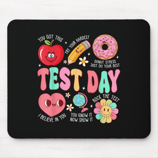 Test Day Rock The Test Testing Day Motivational Te Mousepad (Vorne)
