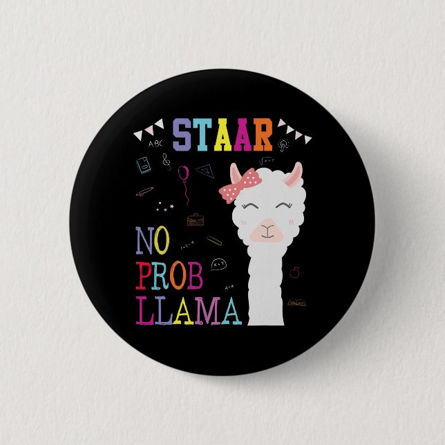 Test Day Squad No Prob-llama Llama Lehrer Student Button (Vorderseite)
