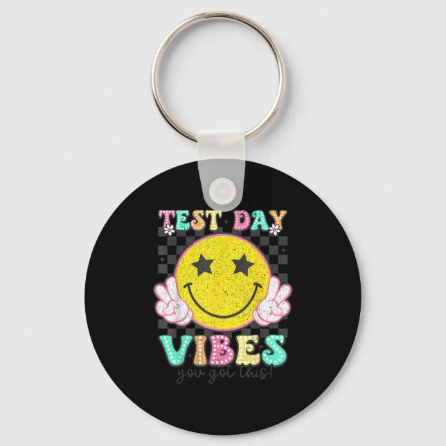 Test Day Vibes You Got This Retro Groovy Testing D Schlüsselanhänger (Vorderseite)