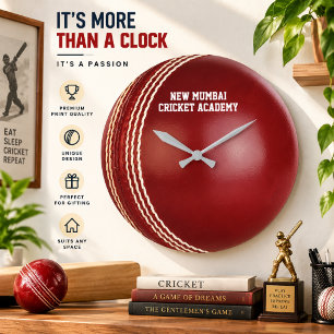 Test Match rote Cricket-Ball mit individuellem Tex Große Wanduhr