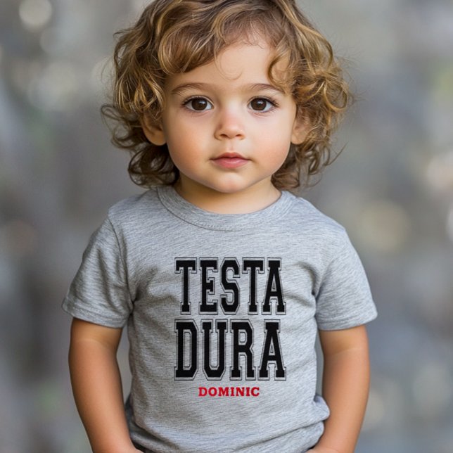 Testa Dura Athletic Babyshirt Kleinkind T-shirt (Testa Dura (Hard Headed, Stubborn) Funny Baby and Toddler T-shirt Italian heritage gift)
