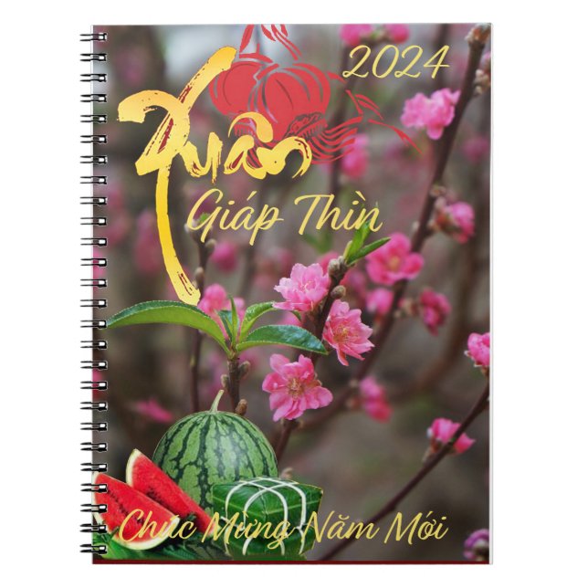 Teste glückliches neues Jahr Xuan Giap Thin 2024 Notizblock (Vorderseite)