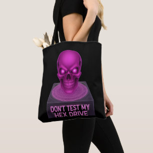 Teste nicht meinen Hex-Antrieb – Lila Totenkopf-Tr Tasche
