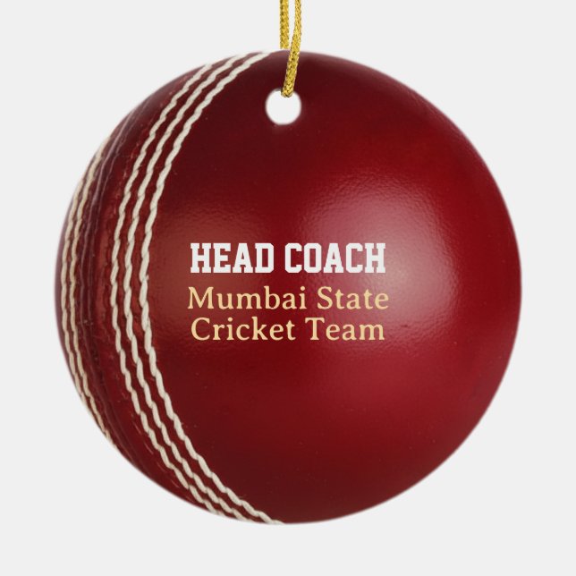 Testen des roten Cricket-Balls mit benutzerdefinie Keramik Ornament (Vorne)