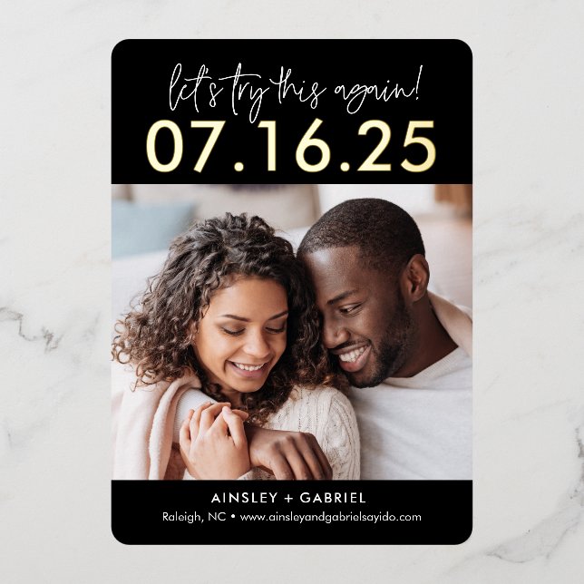 Testen Sie erneut die richtige FOIL-Save the Date- Folieneinladung (Vorderseite)